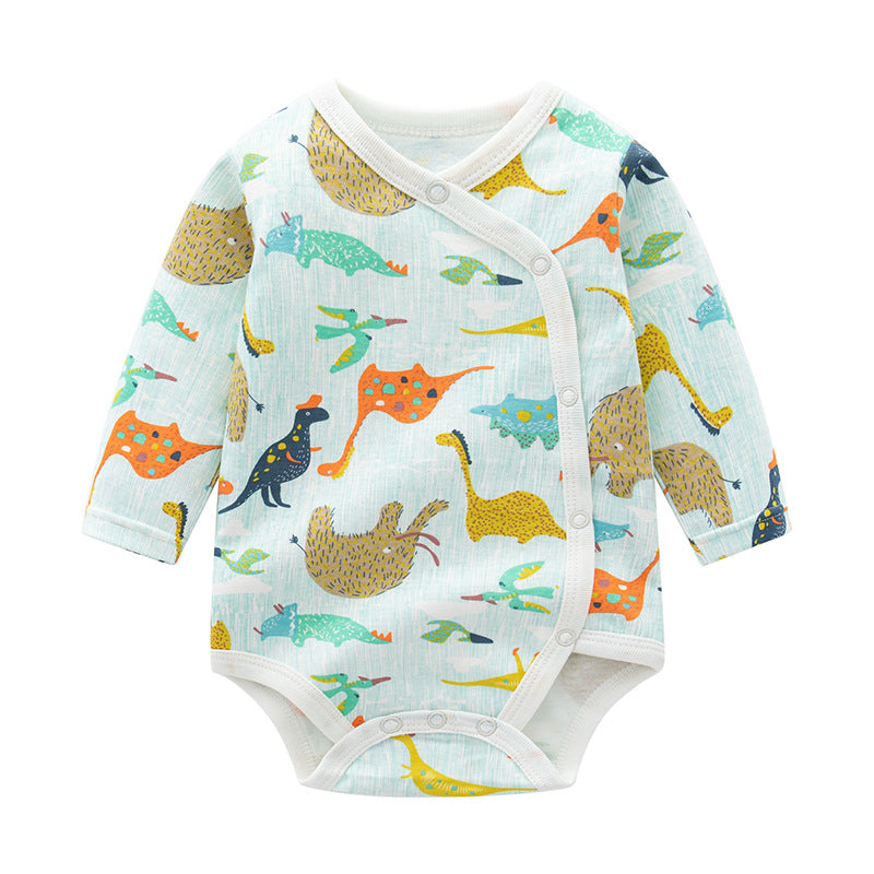 GC23101201嬰兒春秋裝新生兒連身衣純棉側扣三角哈超萌洋氣嬰幼兒爬服包屁衣