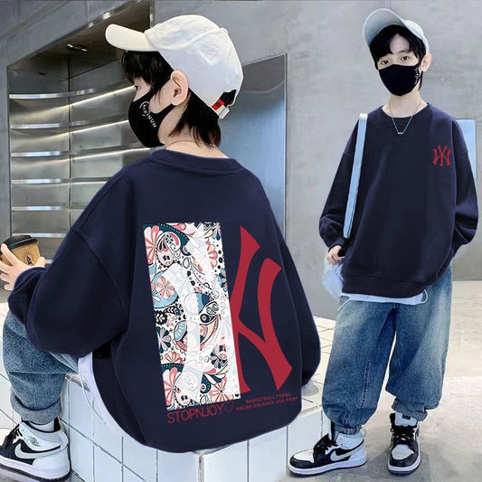 Z25030411男童衛衣長袖秋裝帥氣學生卡通中大童春秋季韓版上衣潮