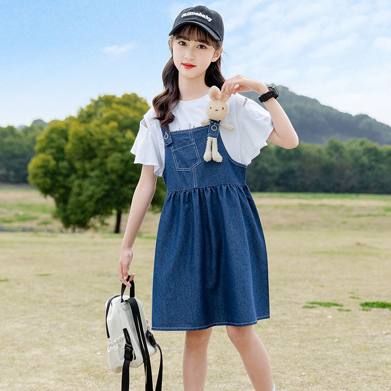 FE24070102夏季中大童短袖工裝褲套裝運動風雙色可選套頭衫兩件套批發(9-12天到貨)