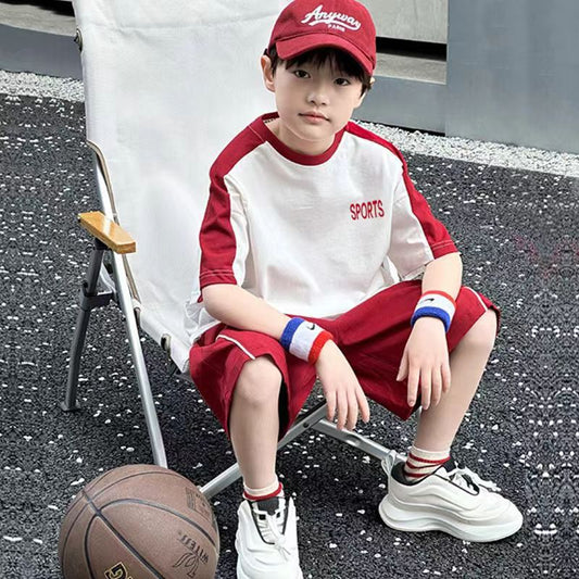 FG25053016男童網紅薄款夏季套裝男孩大兒童時髦洋氣炸街運動夏裝潮衣服