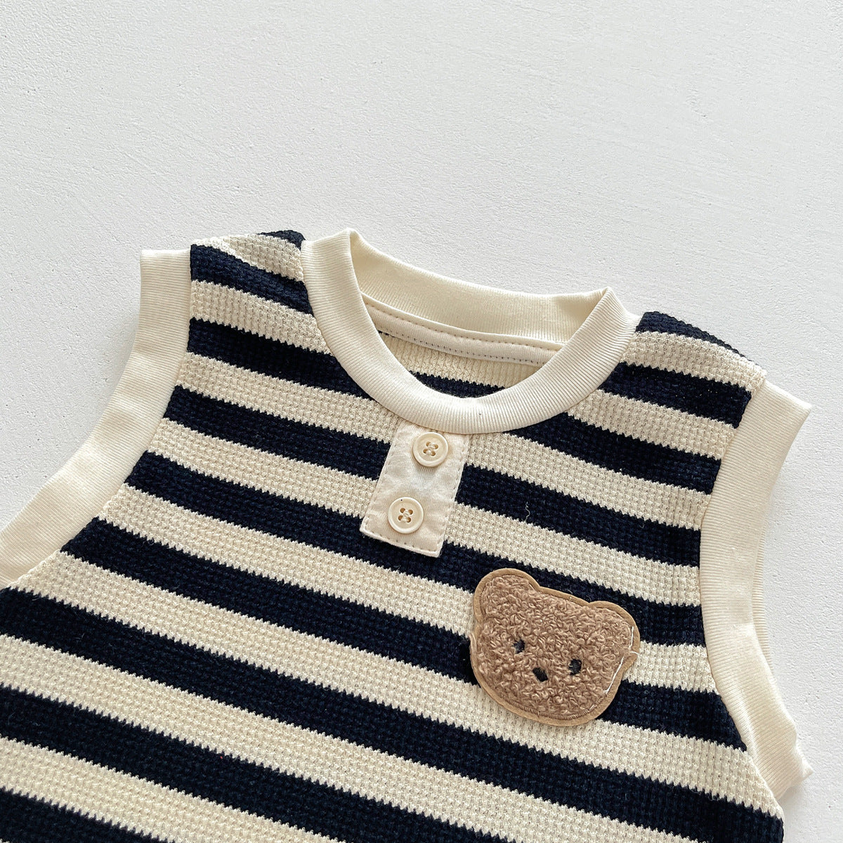 Z2502232026夏季新款背心服飾嬰兒連身衣條紋男女寶寶三角哈衣無袖包屁衣服