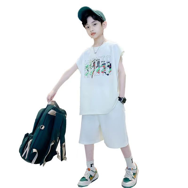 FG25053003新款中大男童夏裝時髦短袖套裝男孩兒童酷帥氣痞帥夏季潮衣服