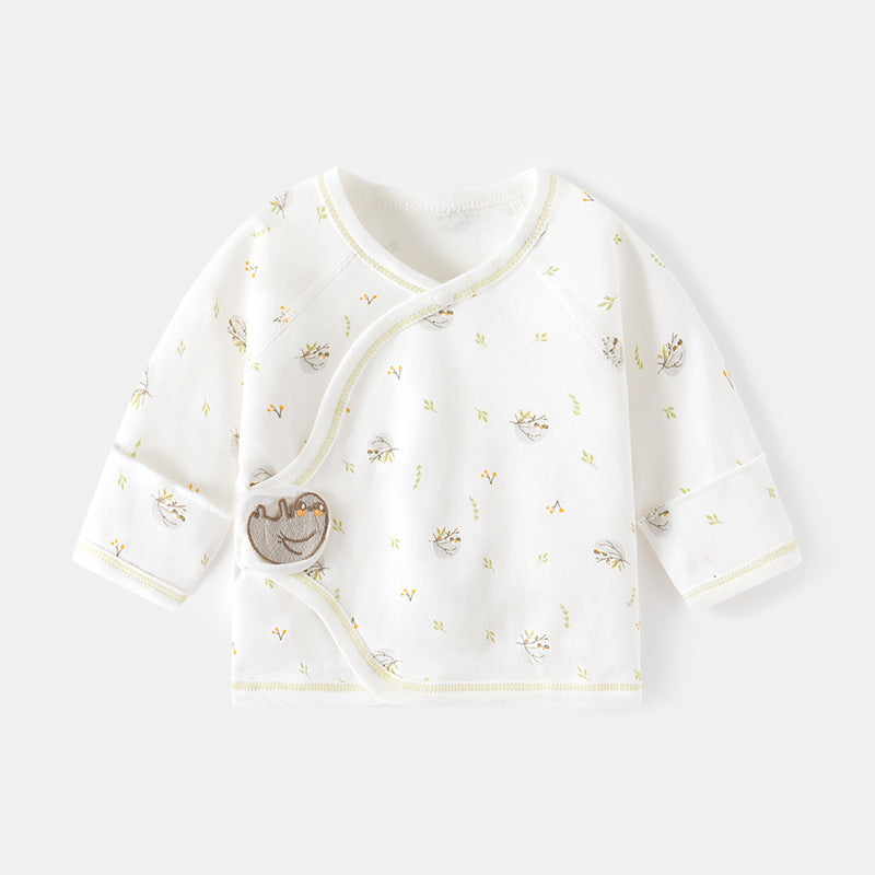 GJ25102124新生兒內褲無骨純棉春秋魔鬼氈半背睡衣滿月與尚服寶寶上衣