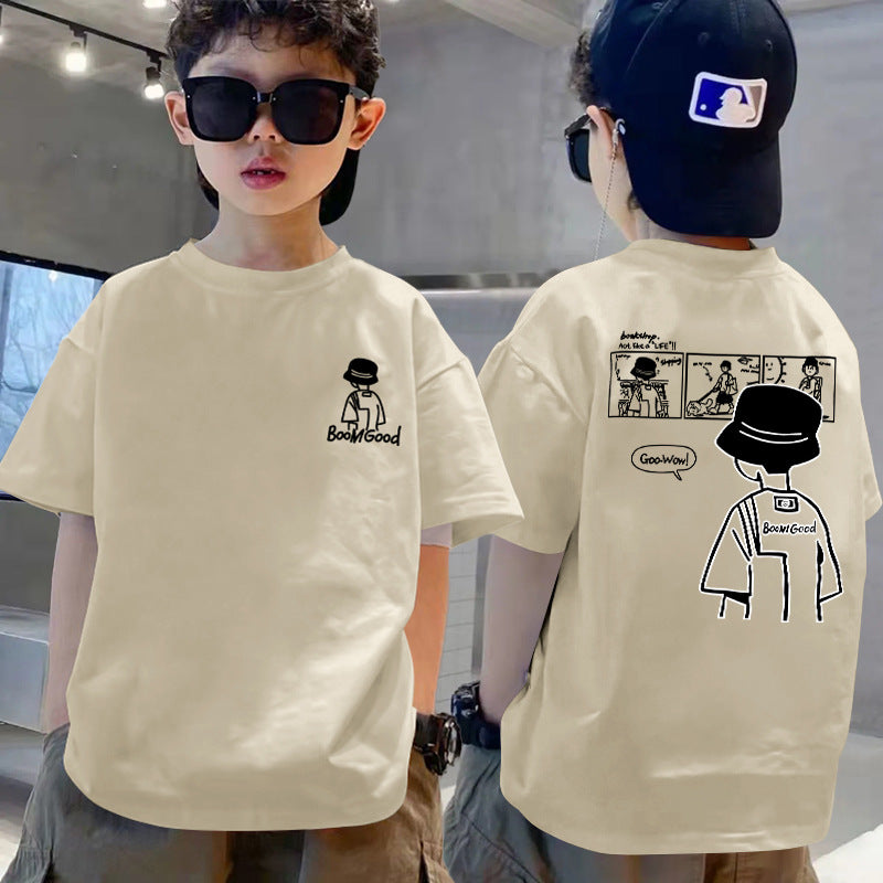 FO26062613 100%純棉兒童T恤短袖外貿品質新款春夏款中大男童夏季半袖上衣潮T