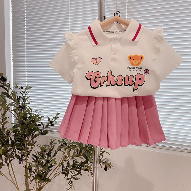 C23042504女童學院風連衣裙兒童2023新款夏季韓版polo衫裙