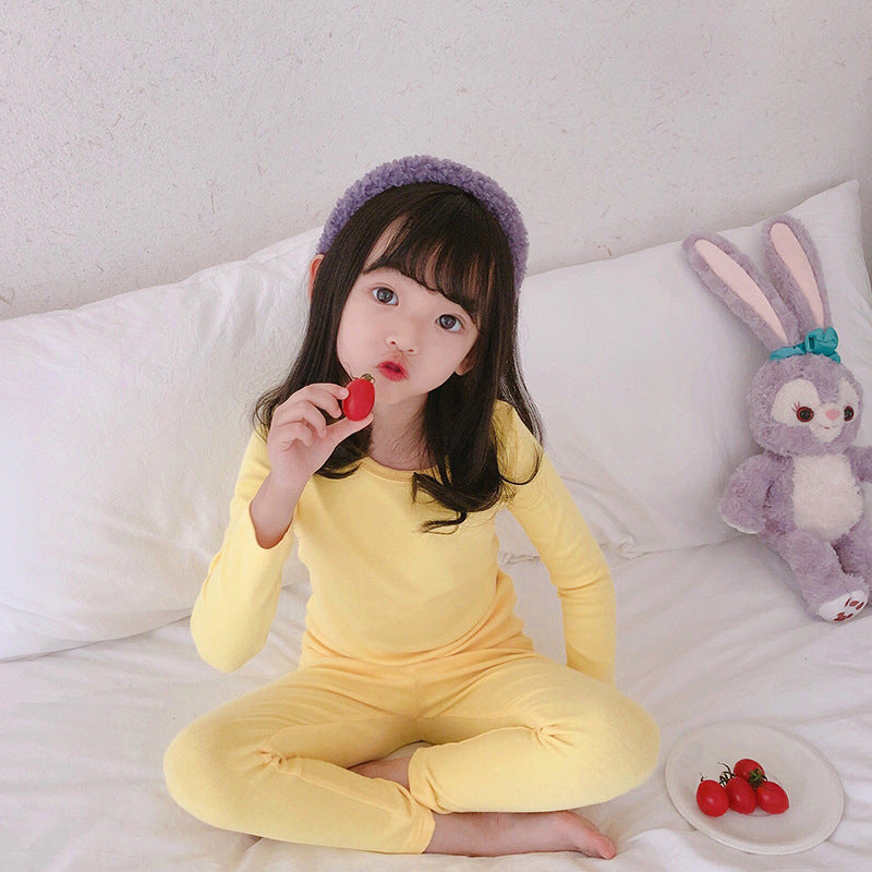 J23113005兒童A類睡衣套裝23秋冬女童秋衣秋褲男童小寶寶純棉長袖家居服