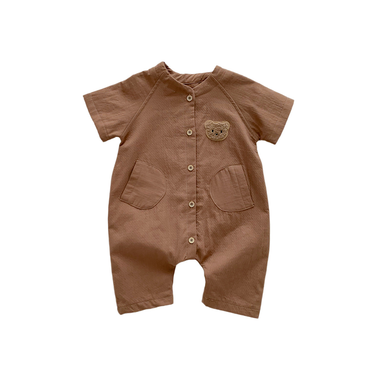 G23051623夏季棉短袖哈衣卡通小熊休閒韓版連體衣男女寶