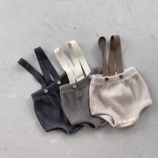 GB24031716韓版嬰兒連身衣春季夏季寶寶針織背帶褲寶寶坑條包屁爬服