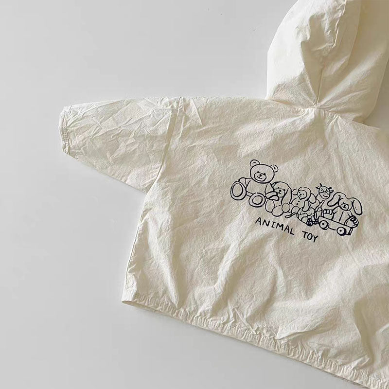 GB23080309 韓版ins童裝卡通防風可愛外套拉鍊帽衫兒童洋氣防曬外套休閒上衣