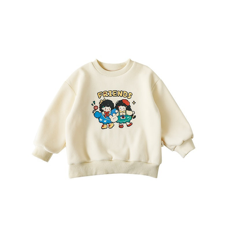 CA24011816秋冬季女童加絨衛衣a類幼兒園百搭兒童上衣可愛新年服裝寶寶外套