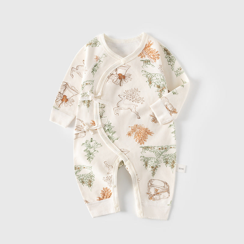 GJ25102118新生兒連身衣秋冬純棉嬰兒蝴蝶衣無骨衣初生及尚服寶寶春秋哈衣