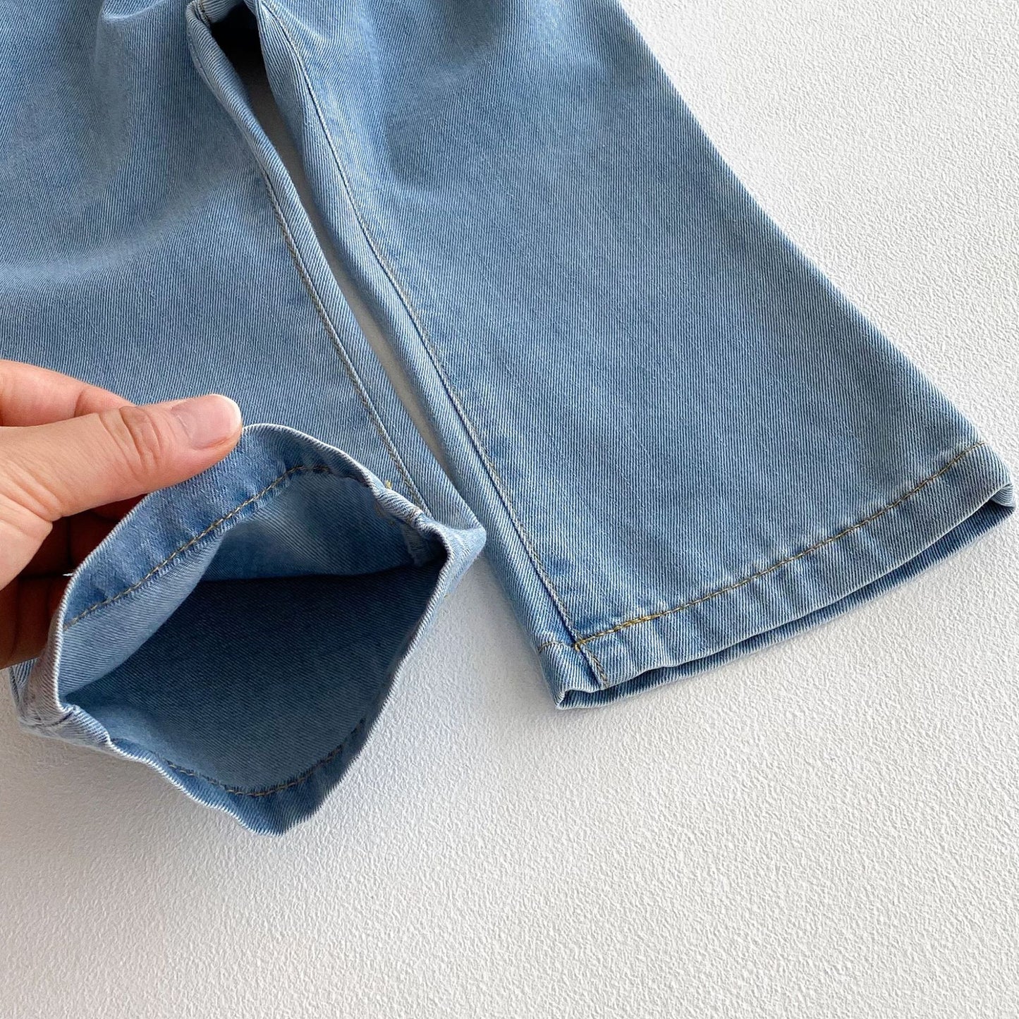 G25092504女童顯氣質直筒牛仔褲女嬰兒春秋季休閒風女寶寶寬鬆闊腿