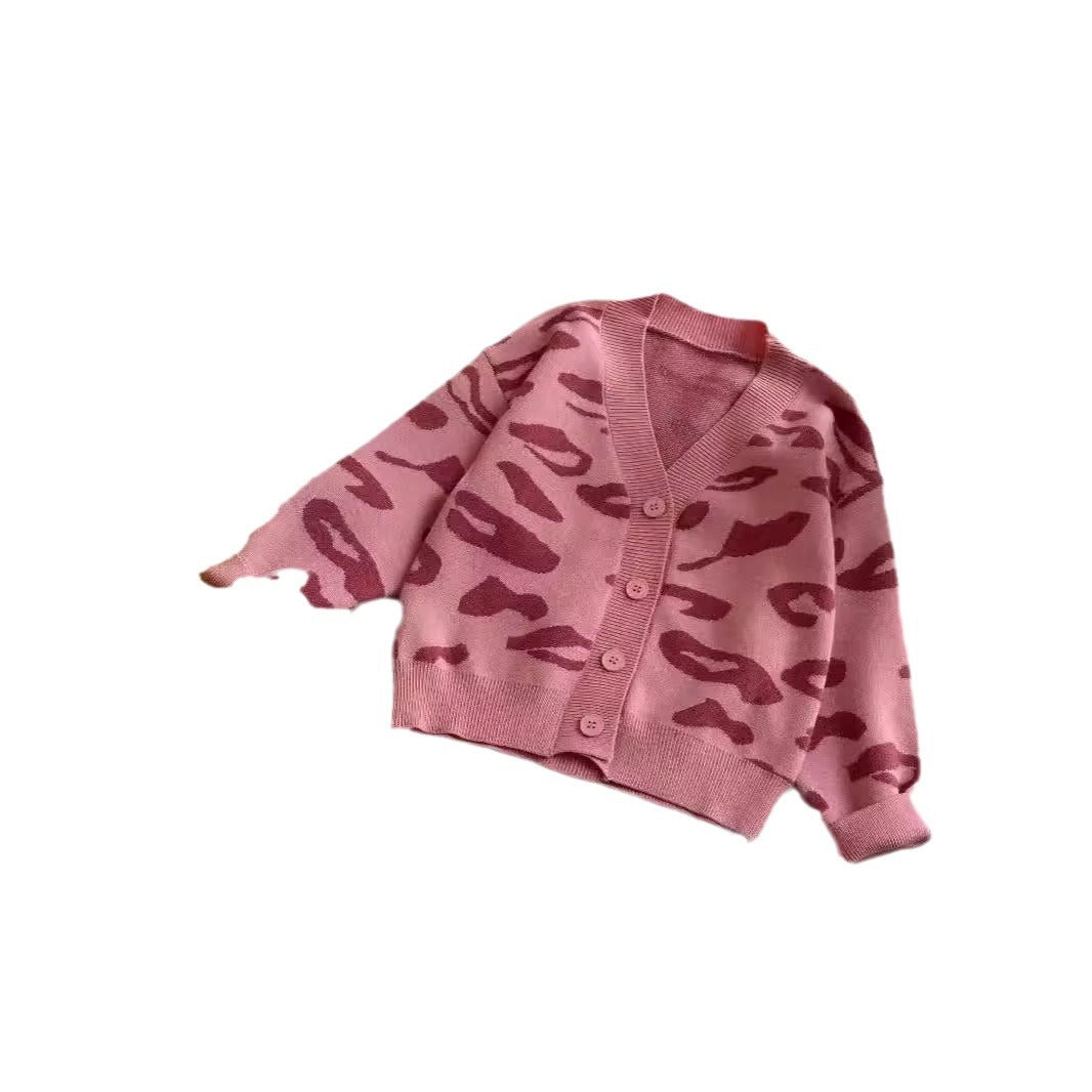 CF25091913女童開襟毛衣兒童裝毛衣裙春秋薄絨新款童裝針織洋氣上衣