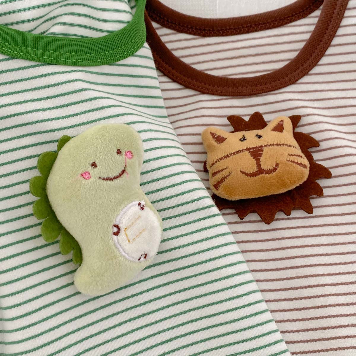 G25051414夏裝新款嬰兒條紋立體卡通背心哈衣男女寶寶薄款休閒裝爬爬服