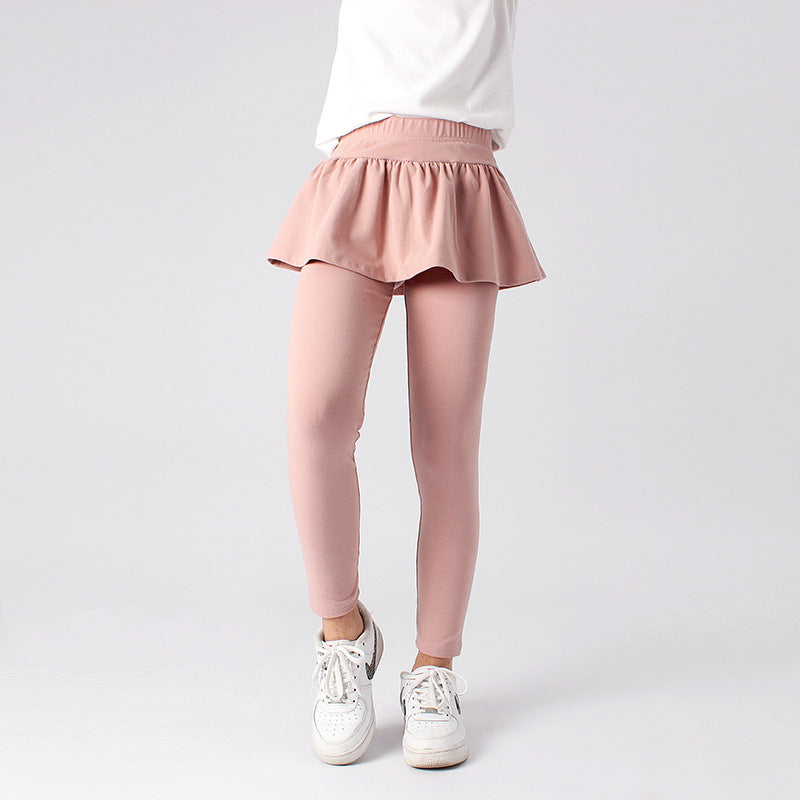 FI25101413童褲秋季韓版新款兒童緊身褲中大童純色緊身褲裙子褲女童褲子批發