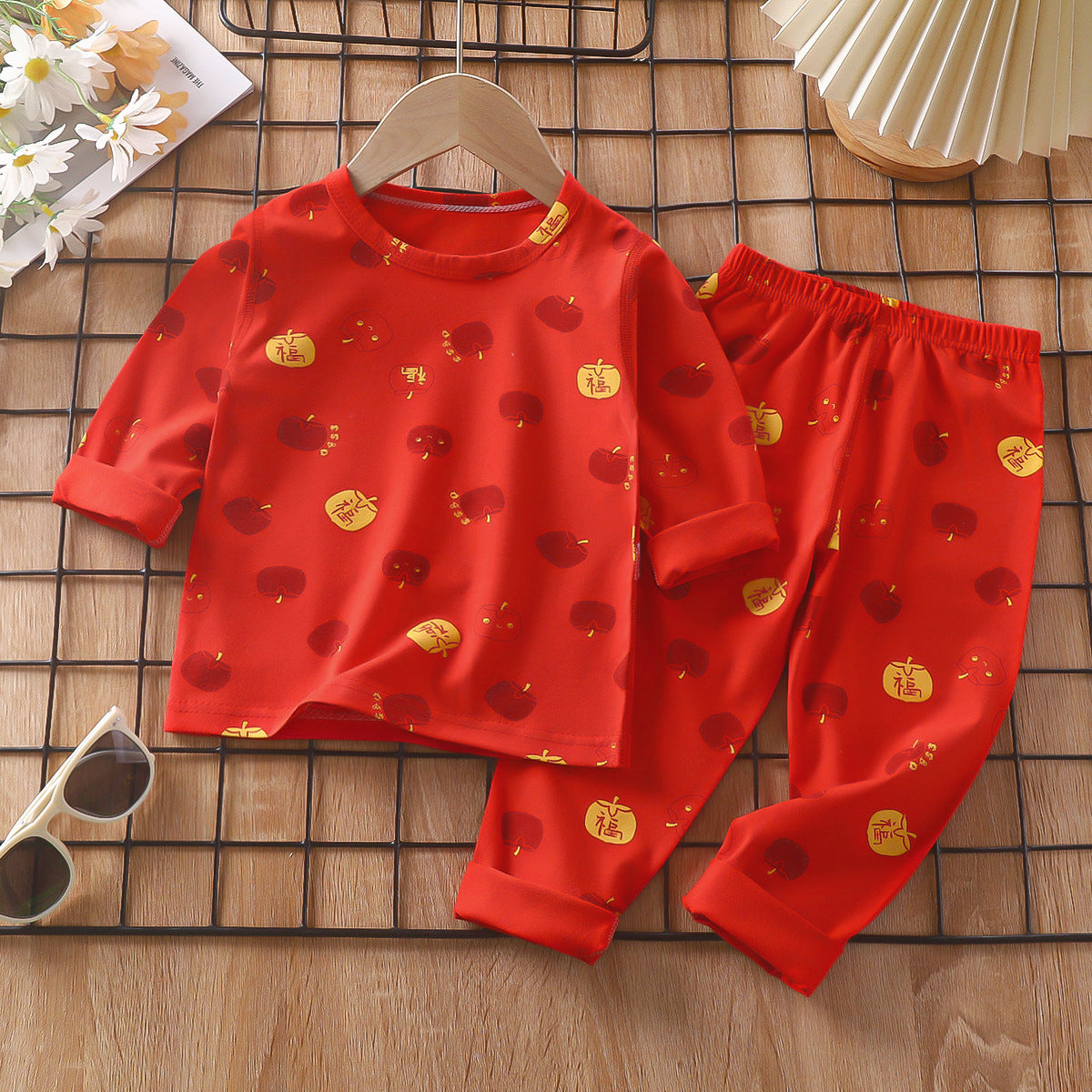 Z25022320兒童睡衣套裝春季萊卡棉寶寶內衣男童家居服女童秋衣秋褲童裝批發