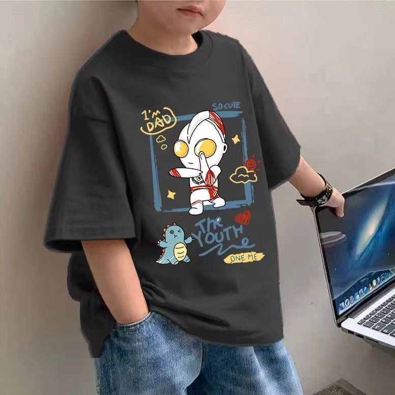 Z25030919   100%純棉男童短袖t恤童裝夏季新帥氣兒童上衣半袖中大童夏裝潮