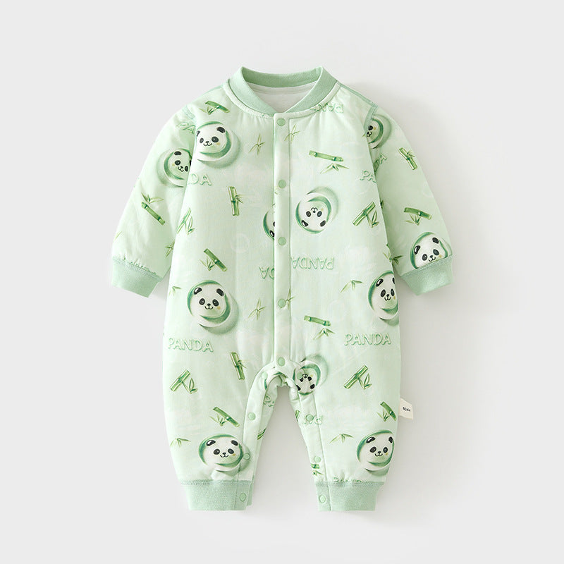 GJ25102125嬰兒40克加棉連身衣寶寶夾棉秋冬無骨哈衣薄棉加厚對開爬服兒童