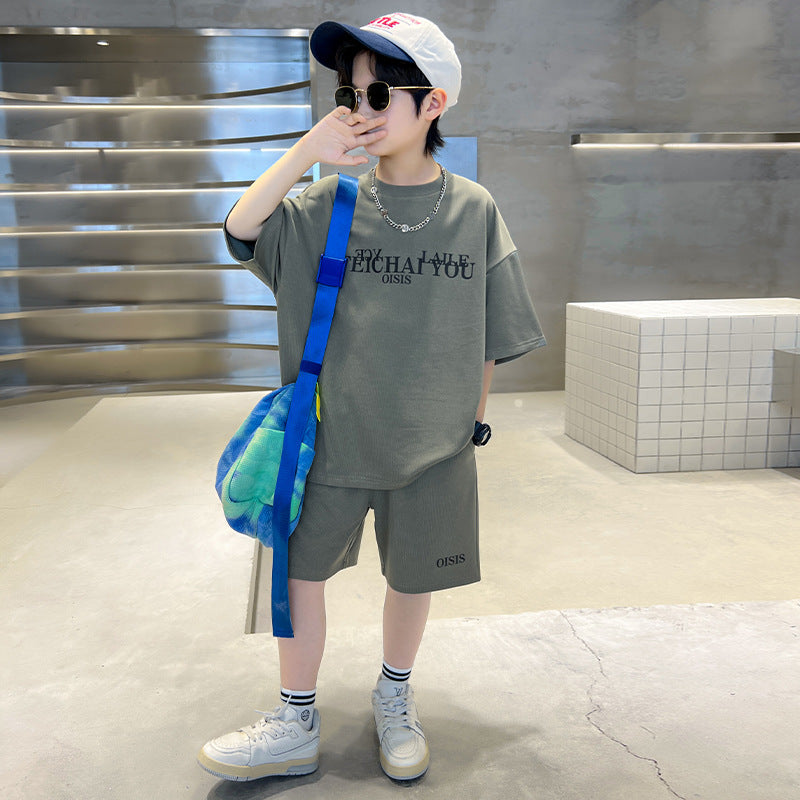 🎈精品童裝🎈FH25062706男童套裝夏季新款兒童休閒短袖兩件中大童運動裝童裝夏裝潮