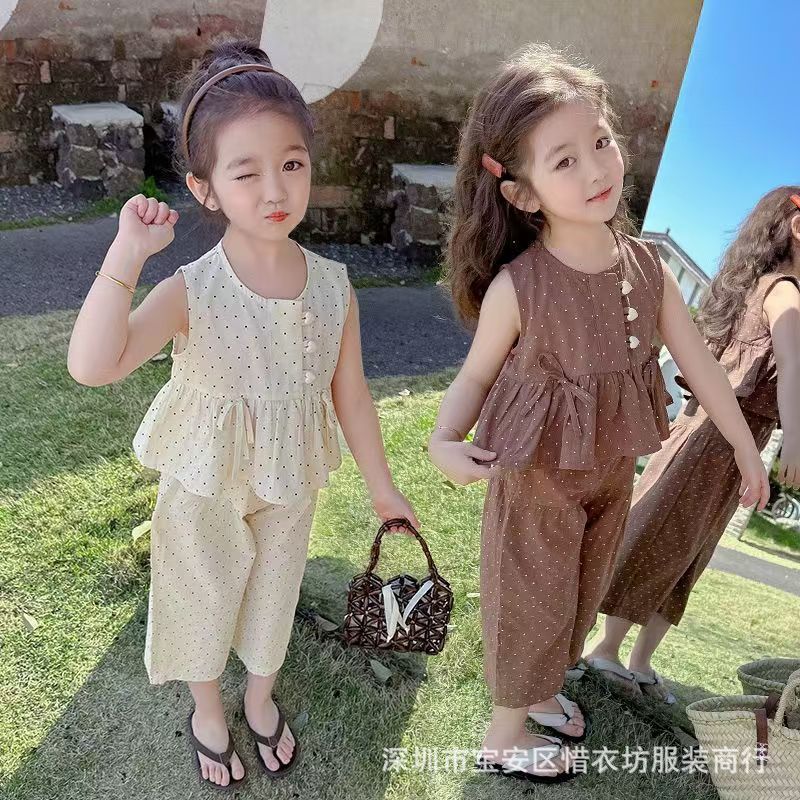 A25072311女童夏季套裝新款兒童碎花夏裝女孩休閒衣寶寶寬鬆長褲