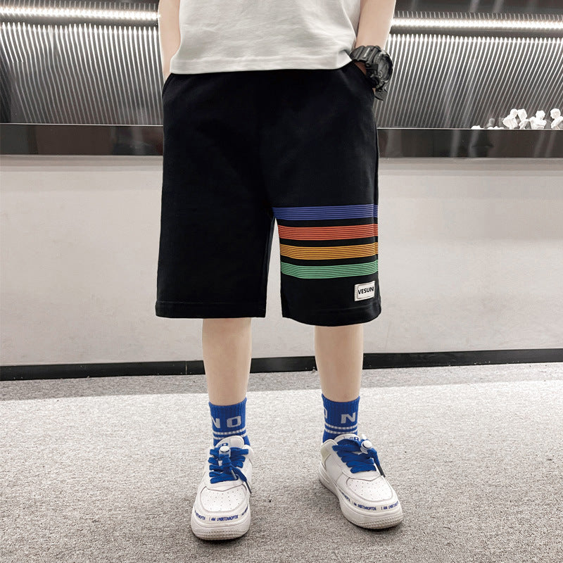Z25030417夏季男童短褲棉質透氣吸汗中大童五分褲寬鬆酷帥外穿運動褲中褲子