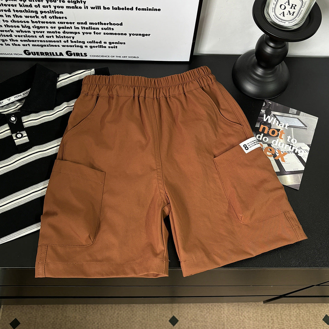 CD25050312夏季男童工裝短褲兒童帥氣五分褲男寶寶潮中大童薄款百搭短褲