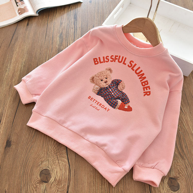 CA23101808百搭清新~女童卡通可愛休閒圓領衛衣兒童寶寶棉套頭上衣T恤春秋季