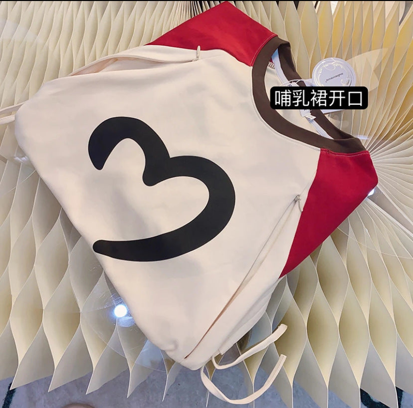 L23070616愛心親子裝母女夏款連衣裙子一家三口四口母女裝夏季洋氣套裝