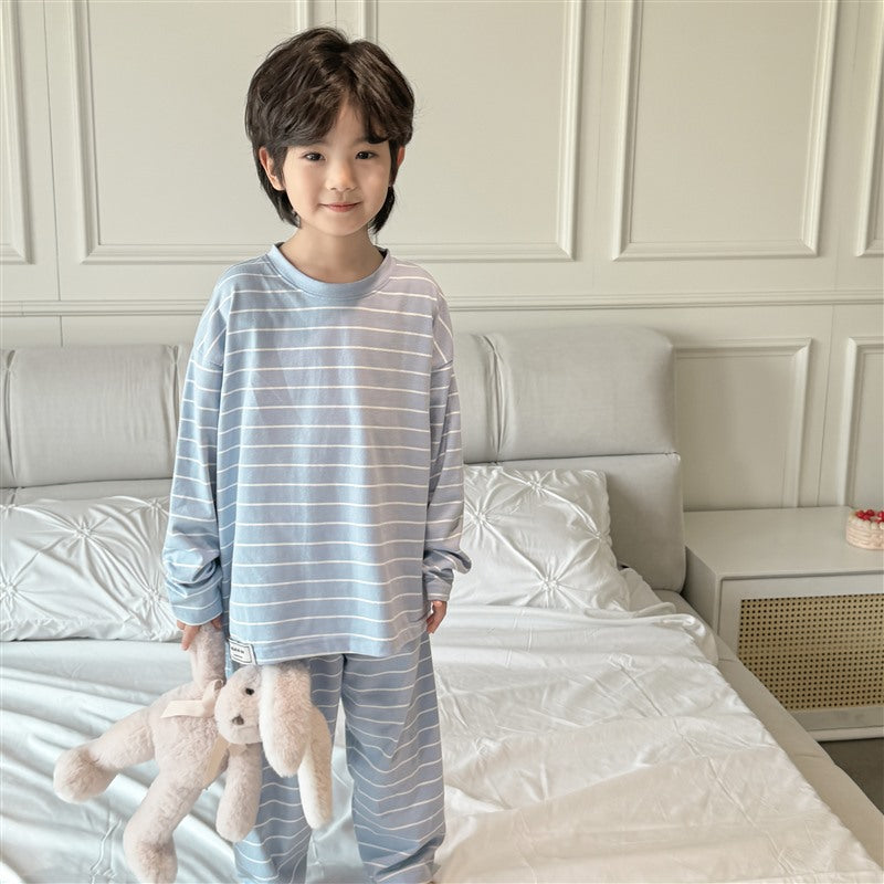 GJ25082718春秋新款男童條紋純棉家居服套裝秋衣秋褲兩件式秋裝