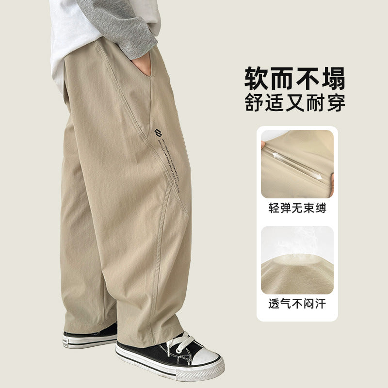 GJ25082725男童軟殼休閒褲三防長褲2025年兒童韓版童裝新款工裝褲子秋裝