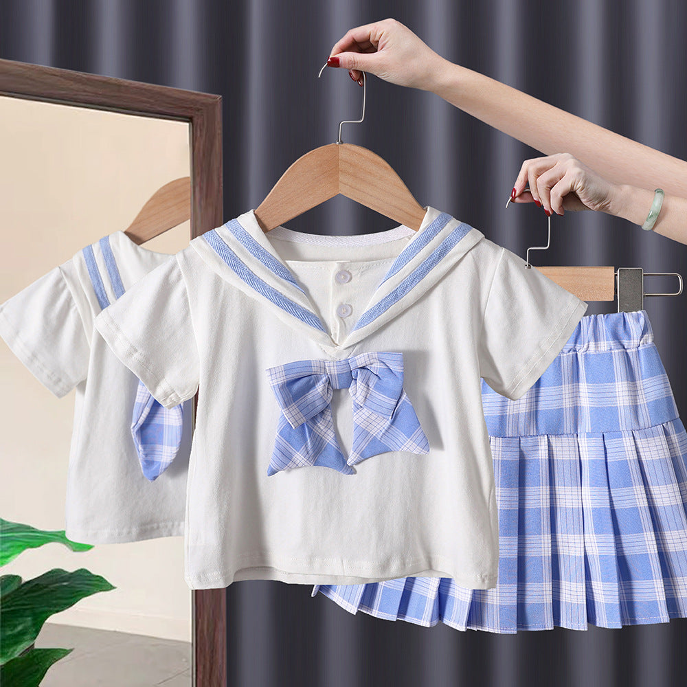 C23042504女童學院風連衣裙兒童2023新款夏季韓版polo衫裙