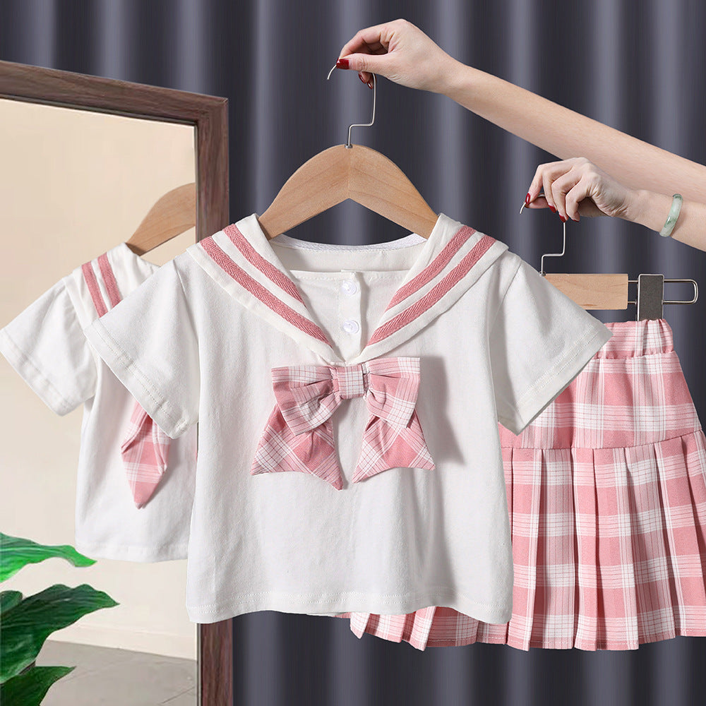 C23042504女童學院風連衣裙兒童2023新款夏季韓版polo衫裙