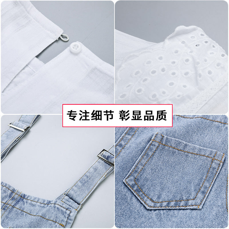 F23062218女童夏裝背帶褲套裝二件套