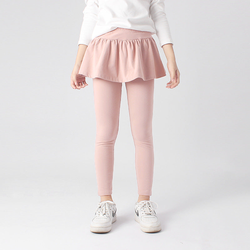 FI25101413童褲秋季韓版新款兒童緊身褲中大童純色緊身褲裙子褲女童褲子批發