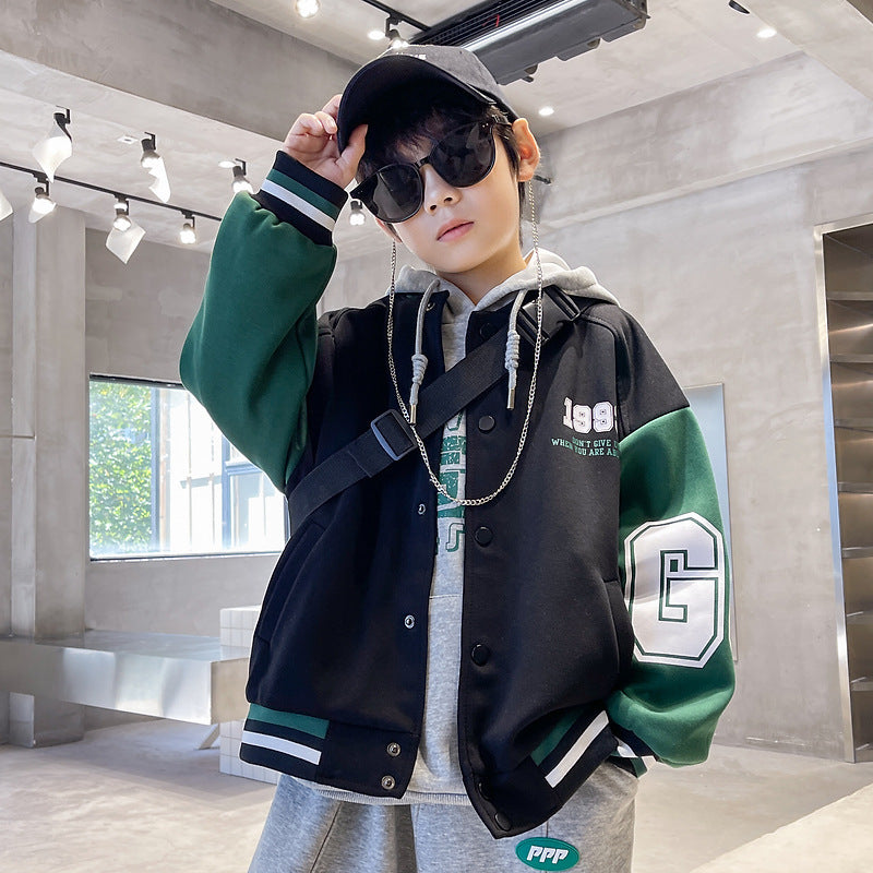 FF24102519拼色長袖兒童服裝春秋款童裝男童裙子外套批發(9-12天到貨)