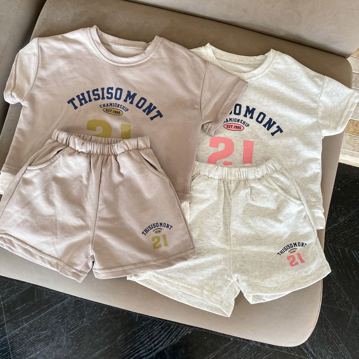 Z25020912兒童夏季運動套裝假兩件女童寬鬆
