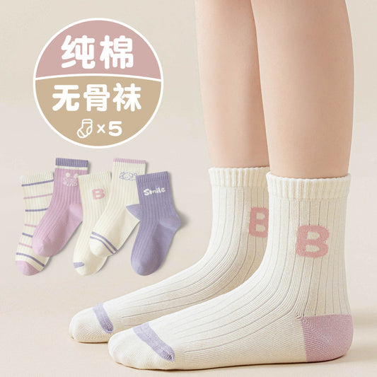 GI25073101兒童襪子卡通糖果色系女童秋冬新中筒襪女孩抗起毛球抗菌學生棉襪