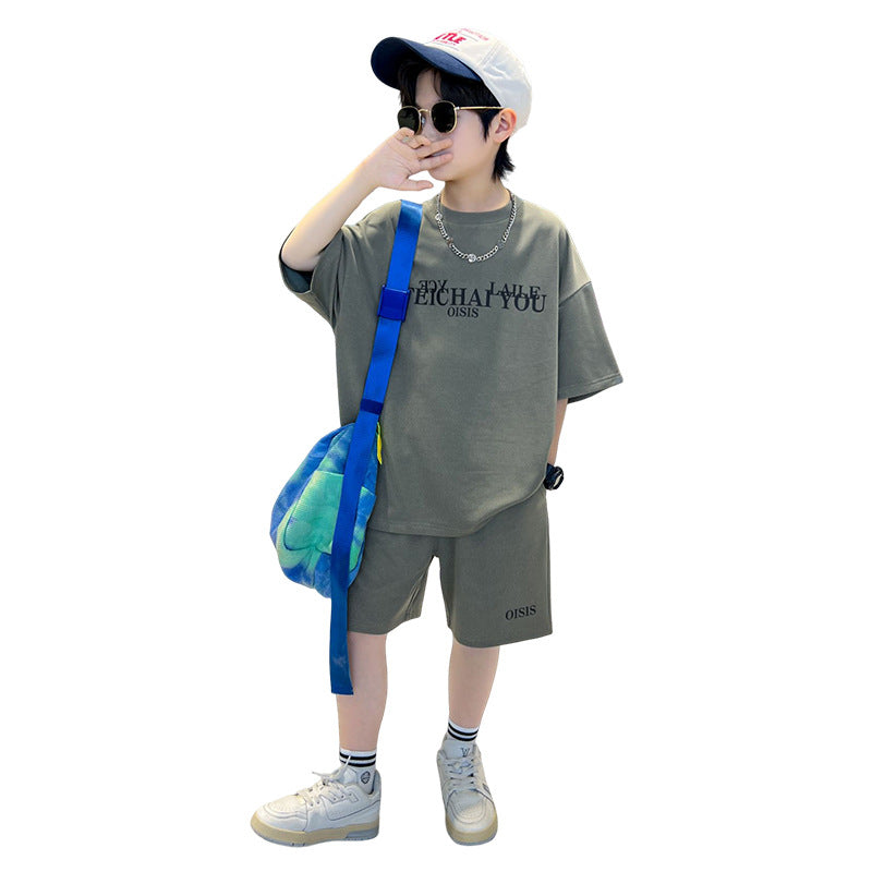 🎈精品童裝🎈FH25062706男童套裝夏季新款兒童休閒短袖兩件中大童運動裝童裝夏裝潮