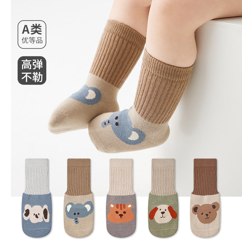 Z24032301嬰兒襪批發 春季卡通拼色男女童寶寶中筒棉A類新生兒襪子G39(5雙起批)