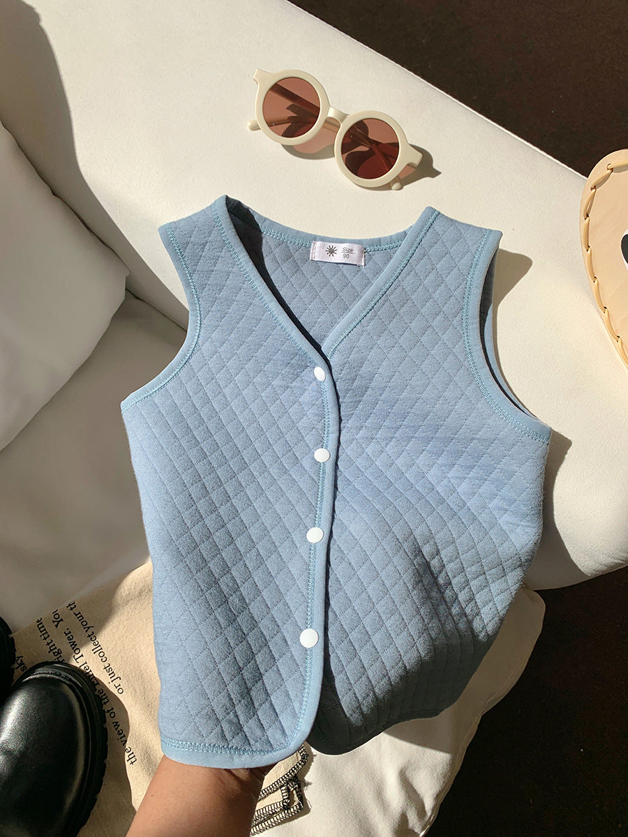 J23113019兒童馬甲春秋外穿學生背心秋冬雙層夾棉男女寶寶小馬夾嬰兒坎肩