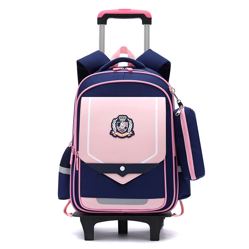 Z25022311兒童拉桿書包小學生防水女男拉桿式拖拉爬樓一二三到六年級大容量