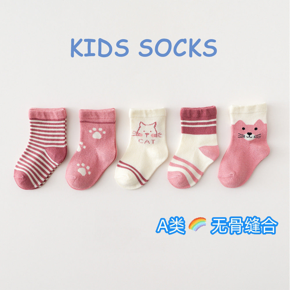 GD24051908春夏新款兒童襪中筒 新生寶寶襪子卡通寶寶類批發(上面是5雙的價格)(9-12天到貨)