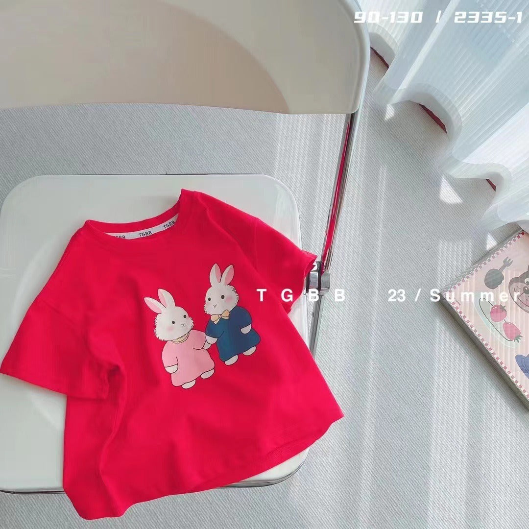 CA23072716夏季新款兒童短袖t卹棉男女童上衣百搭打底衫寶寶服裝批發潮