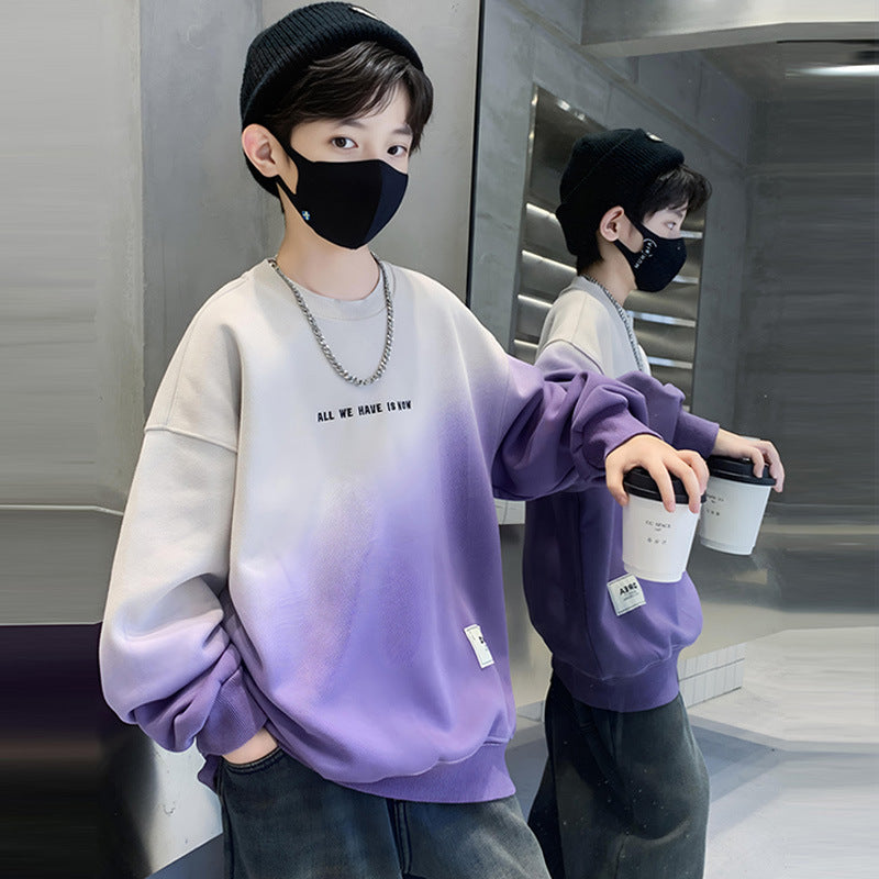 Z25030406男童衛衣長袖秋裝紮染印花學生酷帥新款帥氣中大童春秋季上衣男孩