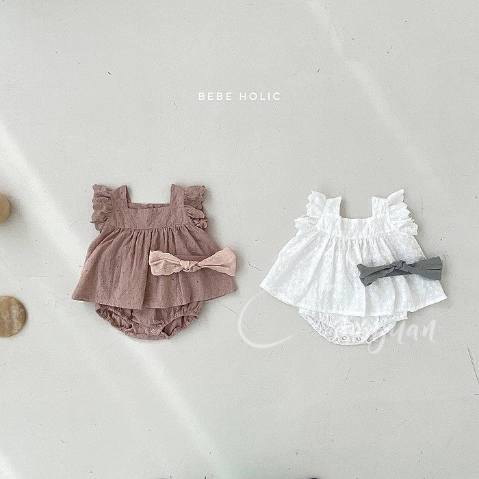 GF25061704韓國版女童嬰幼兒寶寶花邊背心麵包褲兩件套ins夏款新生兒飛袖套裝