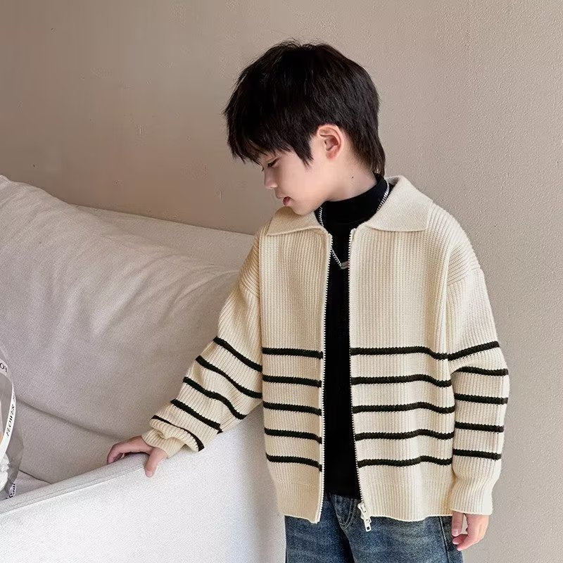 FD24010418童裝男童開衫毛衣秋冬款2023新款兒童秋冬季男孩針織衫中大童外套