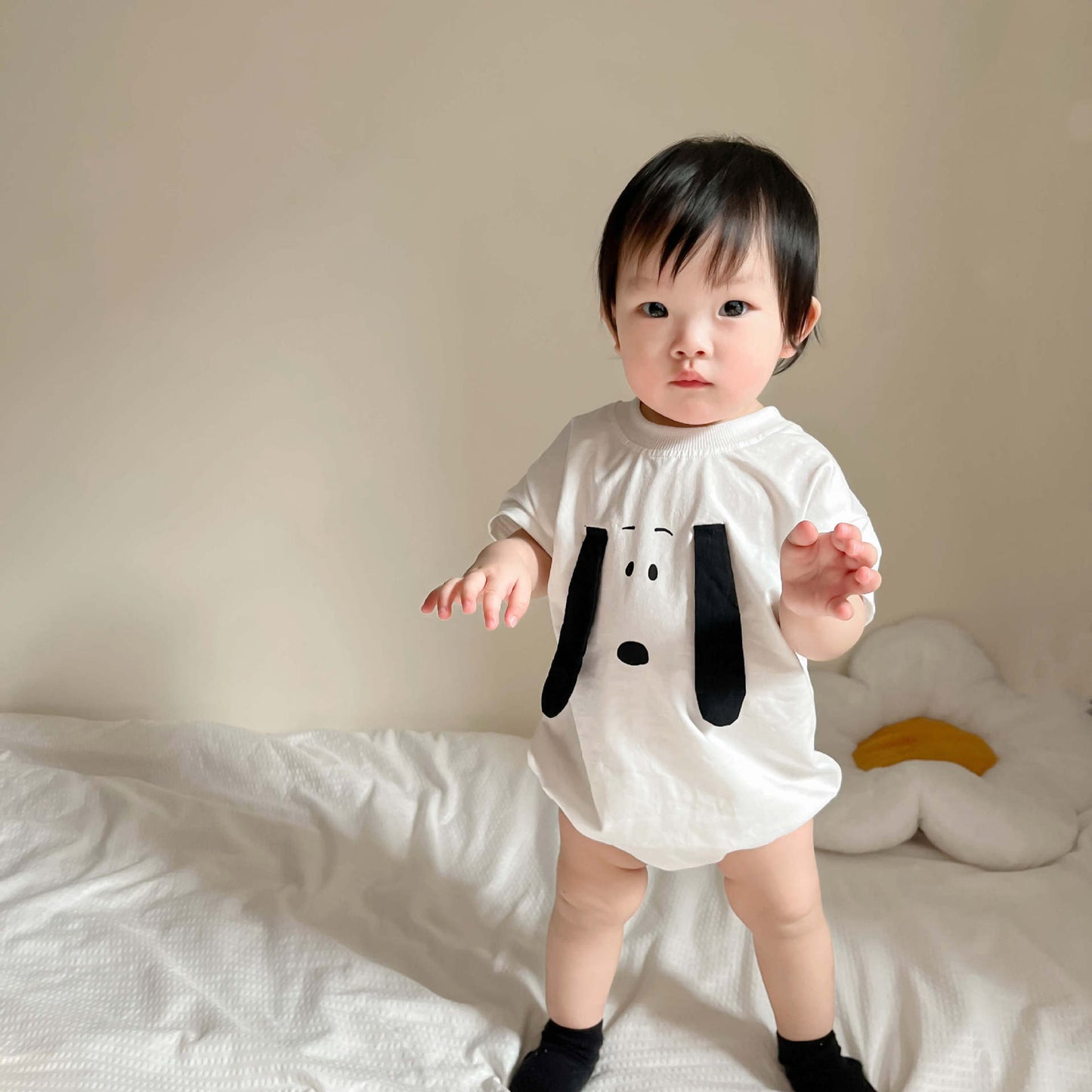 K23062906夏新款韓版嬰兒哈衣ins風小狗造型寶寶爬爬服 (2件起批,可混K開頭的)