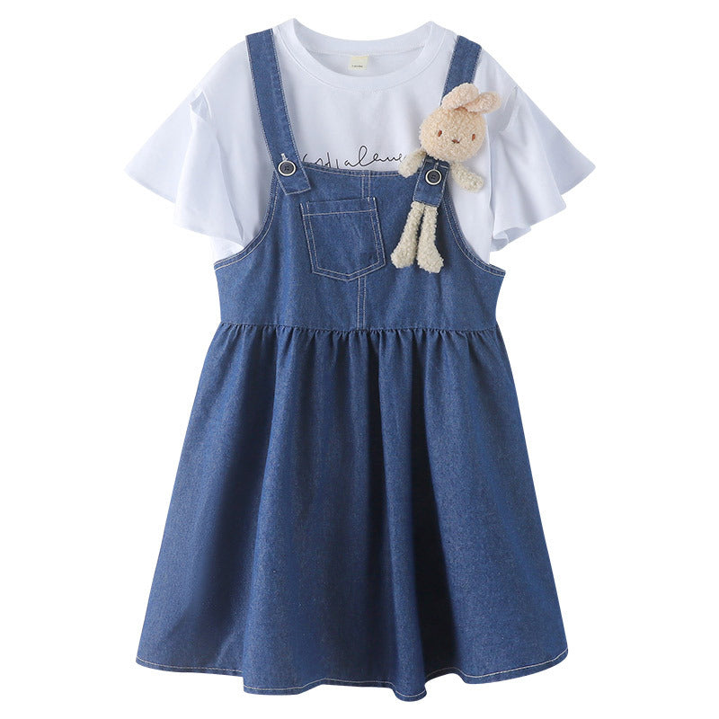 FE24070102夏季中大童短袖工裝褲套裝運動風雙色可選套頭衫兩件套批發(9-12天到貨)