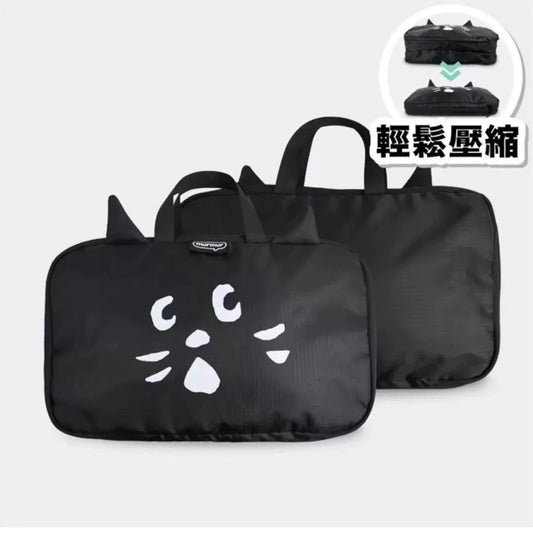 Z25040101日韓ne-net驚訝貓旅行袋衣物打包袋小號便攜手提行李包健身包