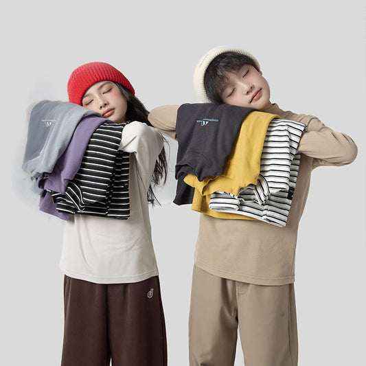 FF24102520秋冬新款德絨自發性熱半高領兒童打底衫男童t恤保暖內搭上衣(9-12天到貨)